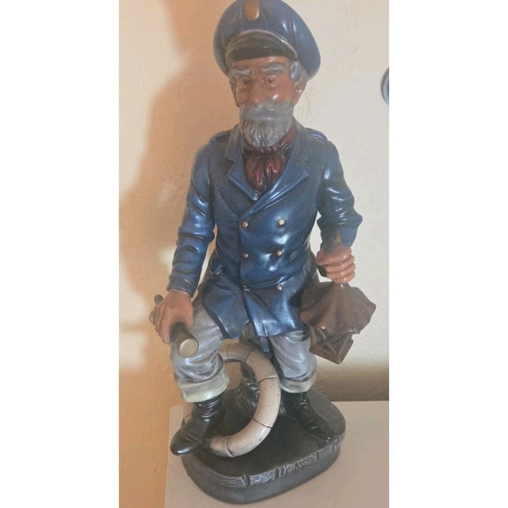 Vintage Ceramic Sea Captain  Lantern Figurine 15" Hand Painted‎ - USA Made